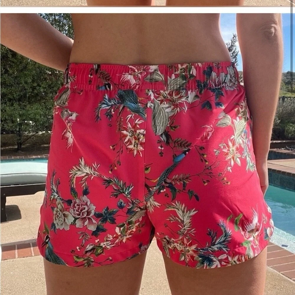 Johnny Was Malakye Board Shorts small coral birds tropical vacation floral trip